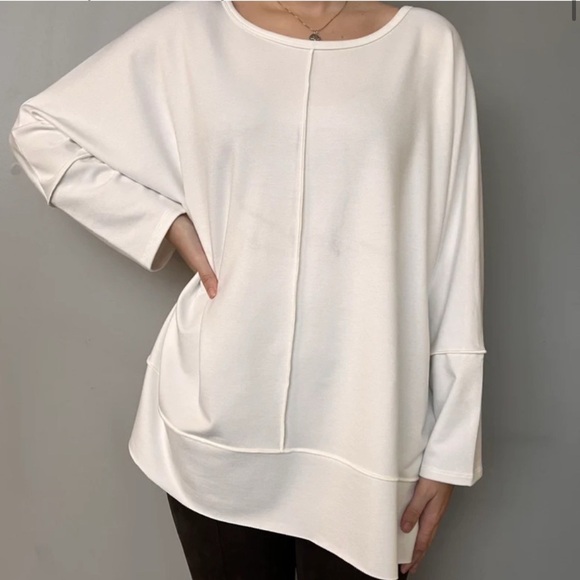 SPANX POWDER SWEATSHIRT Womens Small White Cozy Soft. B8 - Picture 1 of 8